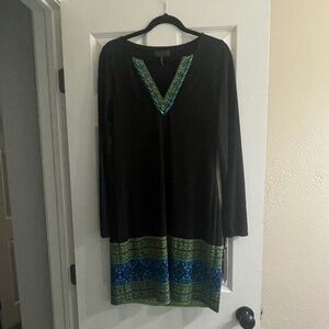 🖤 BNWT Hale Bob Embellished V-Neck Long Sleeve Black Dress – Size M 🖤